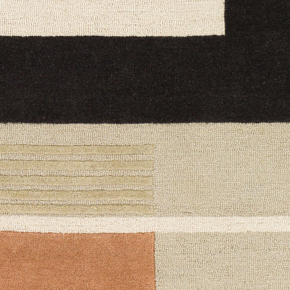 Emma Black/Tan Handmade Rug EMM-2303 - swatch