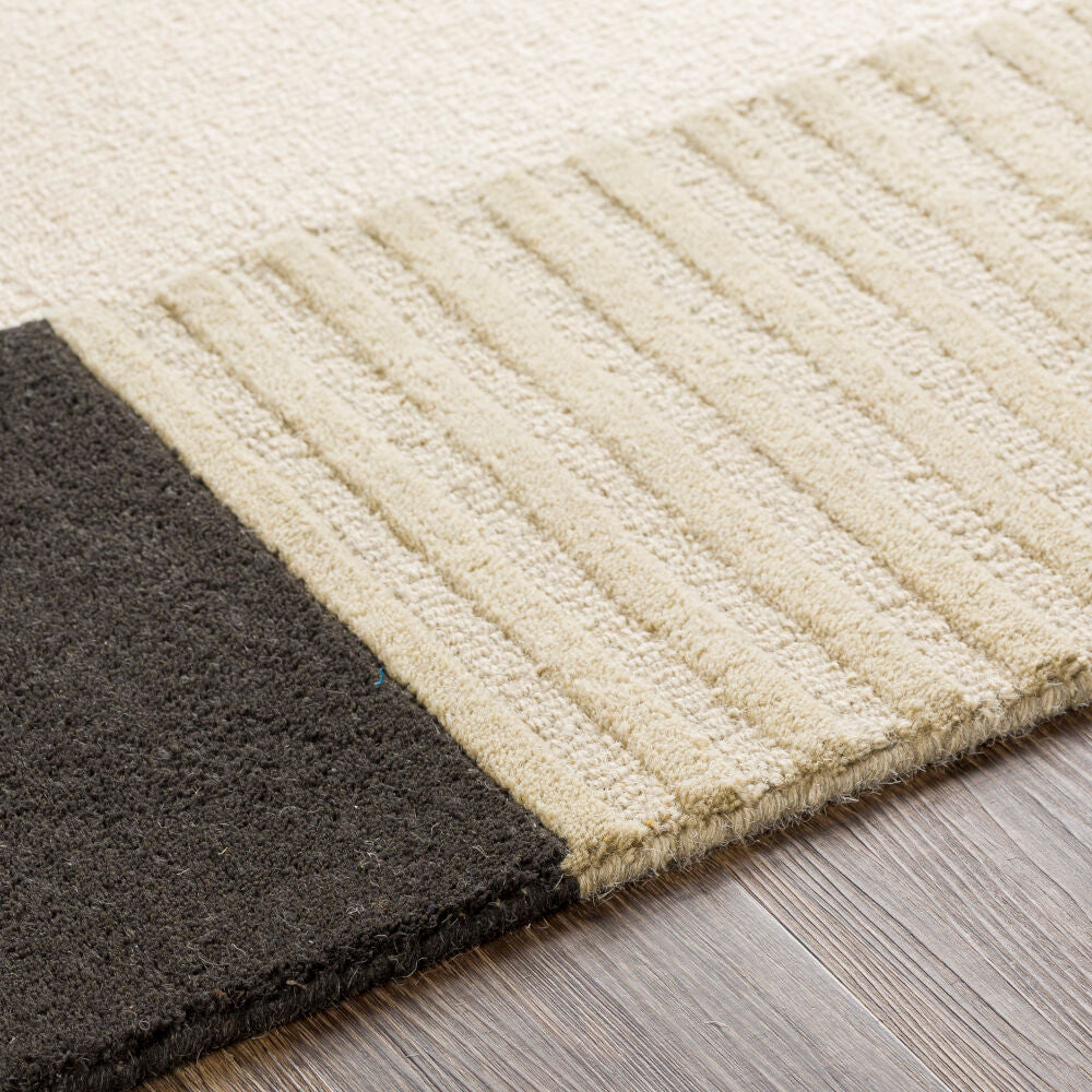 Emma Black/Tan Handmade Rug EMM-2303 - texture