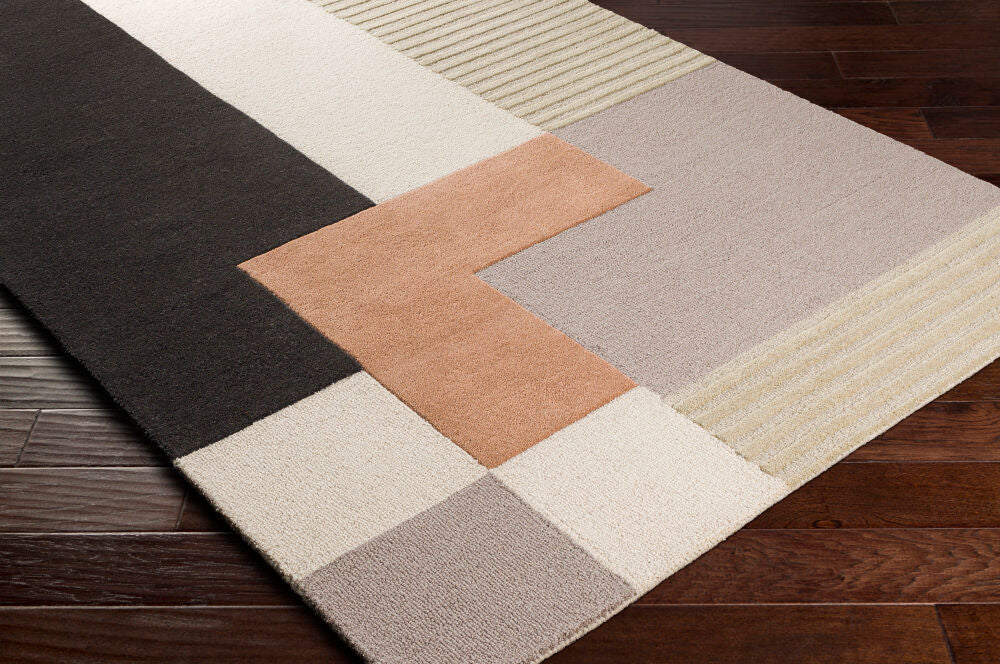 Emma Black/Tan Handmade Rug EMM-2304 - corner