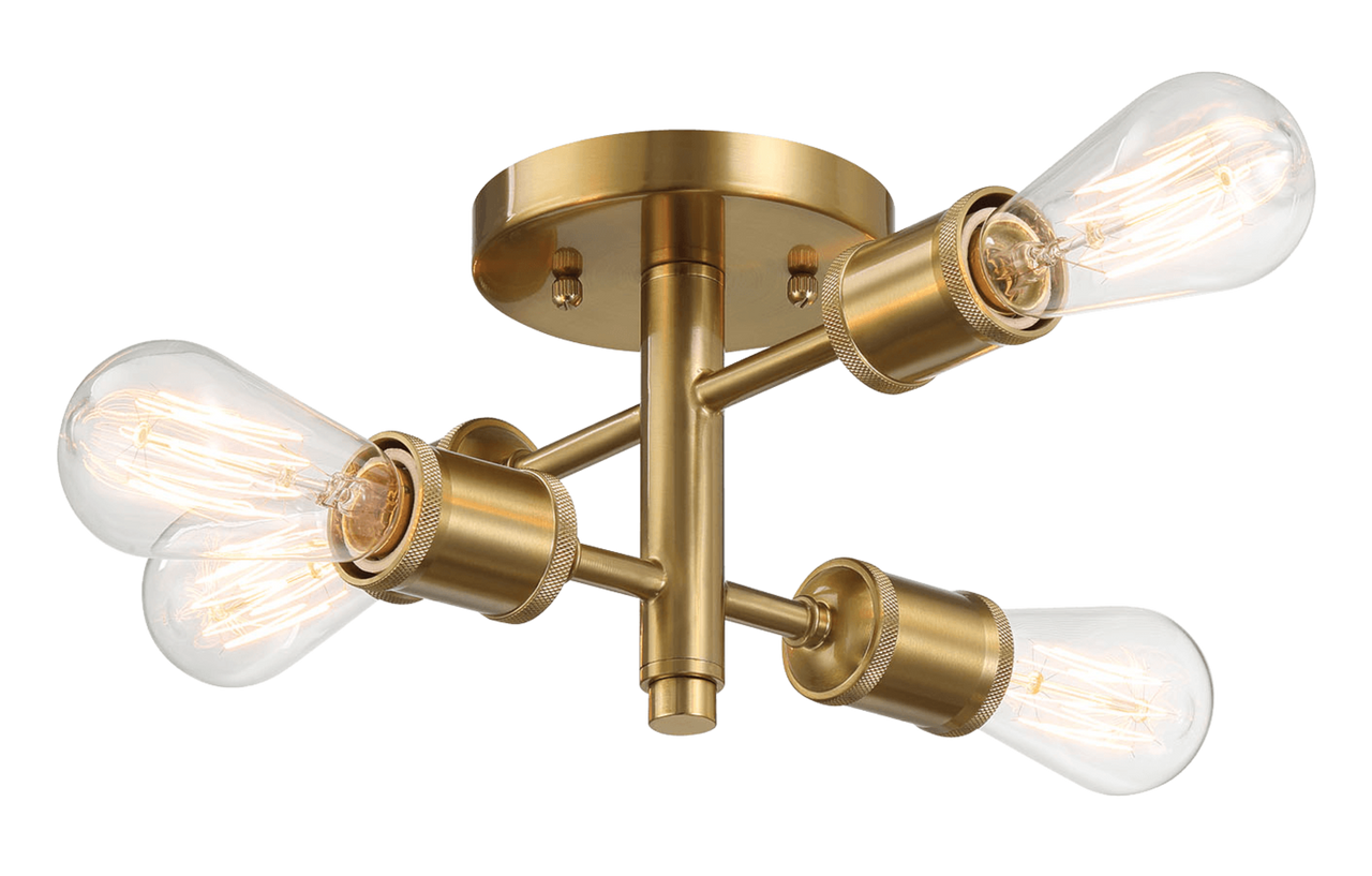 Ephemeral Four Lights Semi Flush Mount Retro Hallway Kitchen Bedroom Living Room Ceiling Pendant 11"W × 6.5"H