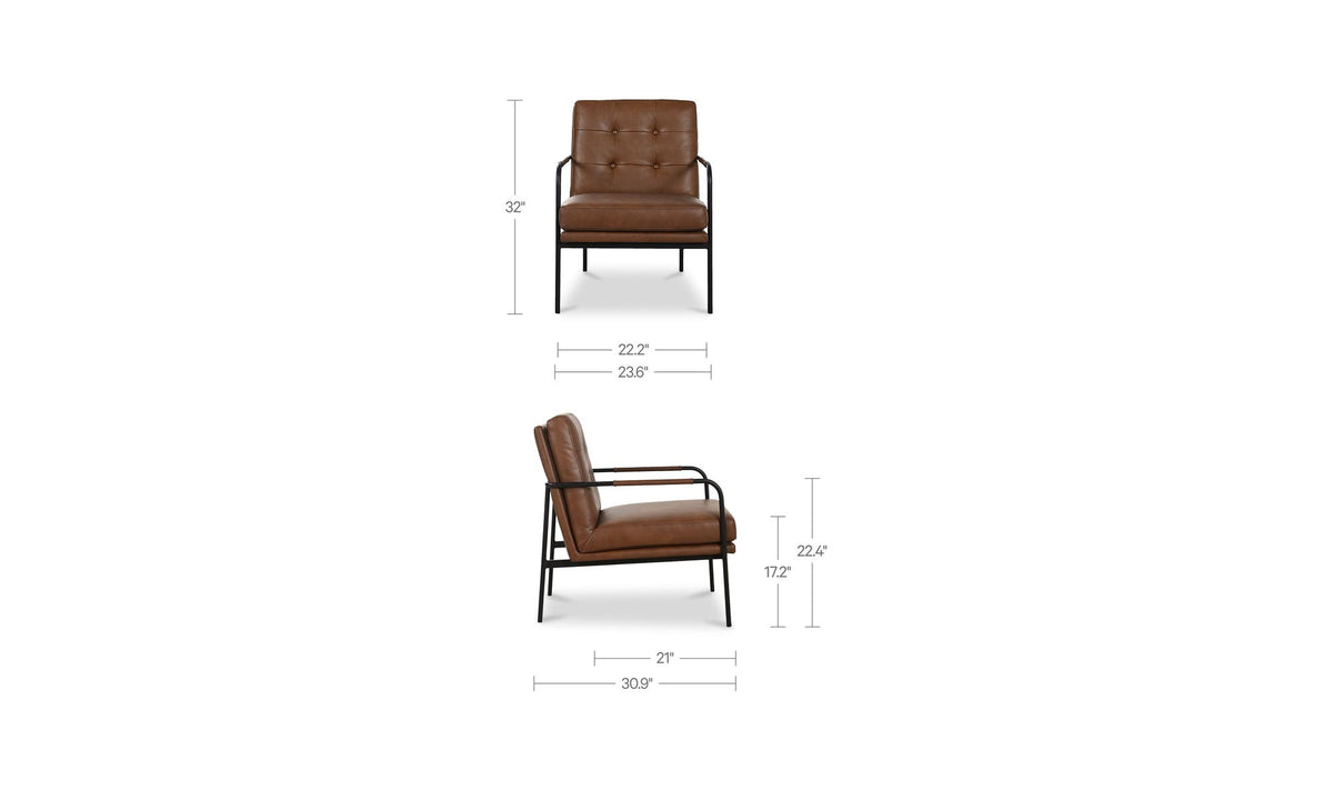 Sterling Accent Chair Brown Leather by Moe's Home Collection - view 9