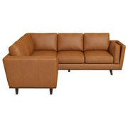 Erman Mid-Century Modern Genuine Tan Leather Corner Sectional Sofa