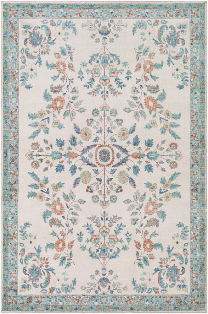 Erin Blue/Wheat Machine Woven Rug - 2' x 2'11"