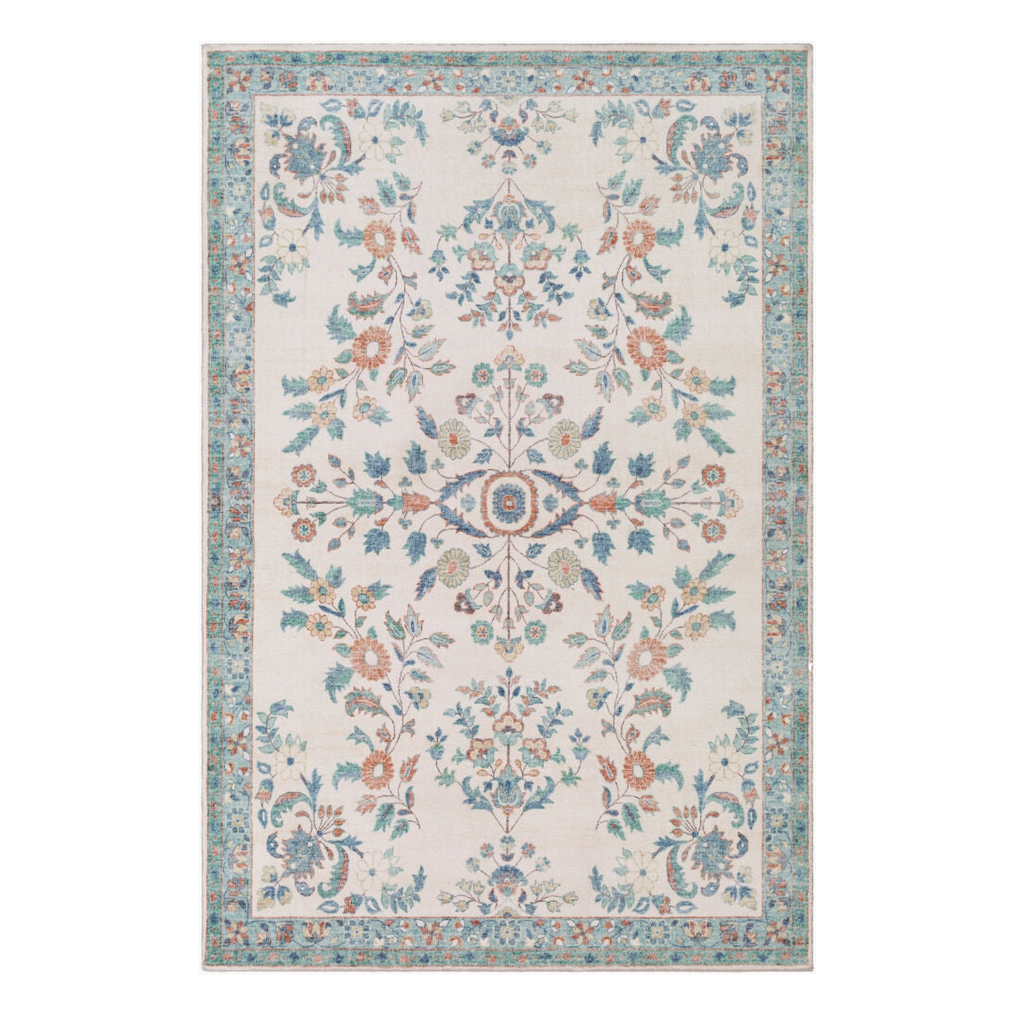 Erin Blue/Wheat Machine Woven Rug - 2' x 2'11"