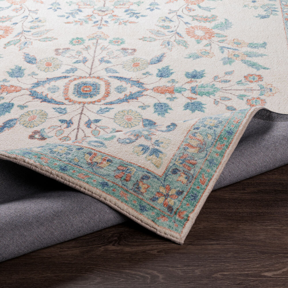 Erin Blue/Wheat Machine Woven Rug - fold