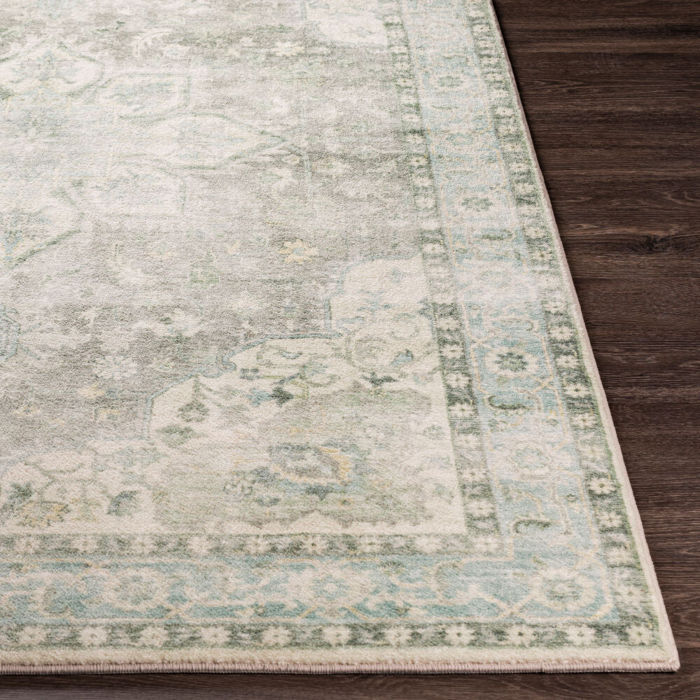 Erin Aqua/Wheat Machine Woven Rug - front