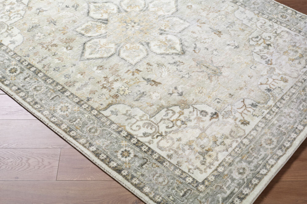 Erin Cream/Tan Machine Woven Rug - corner