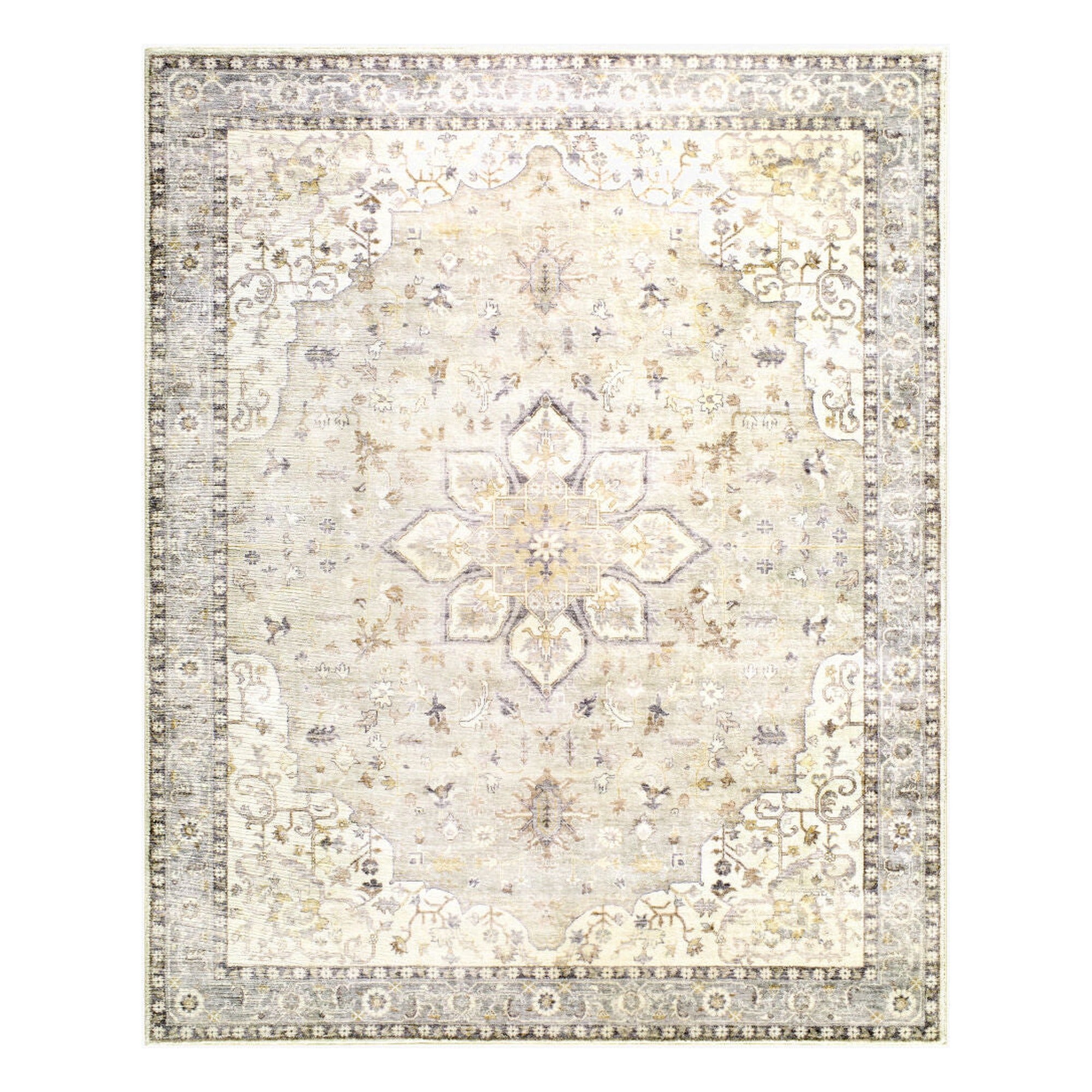 Erin Cream/Tan Machine Woven Rug - 2' x 2'11"