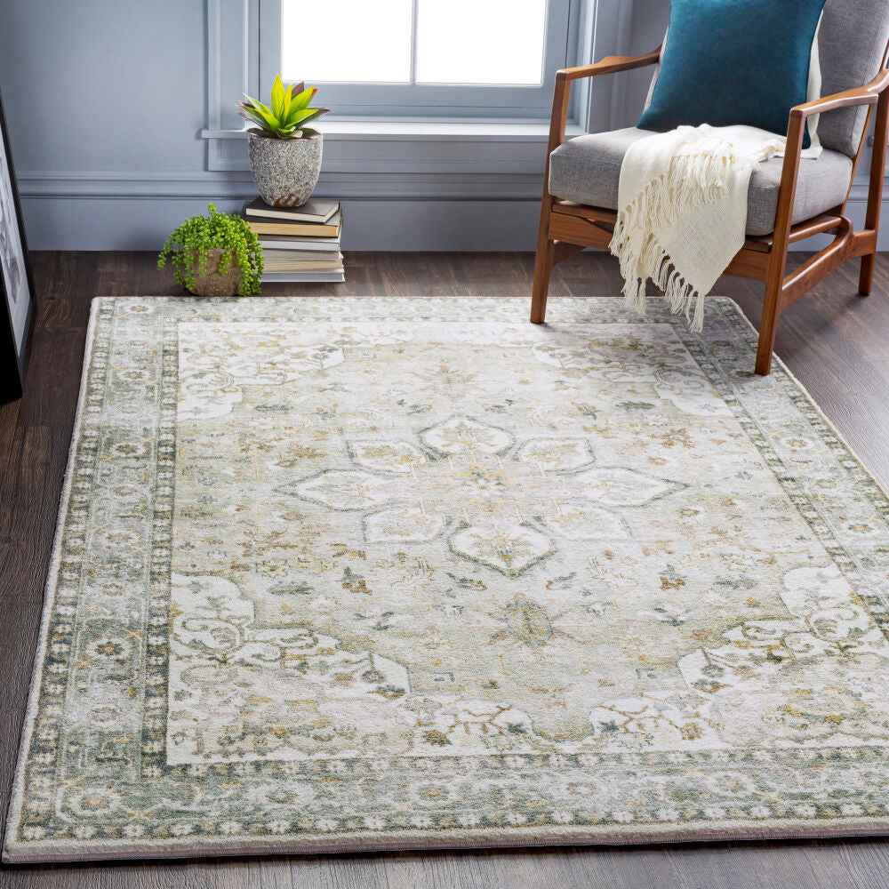 Erin Cream/Tan Machine Woven Rug - roomscene