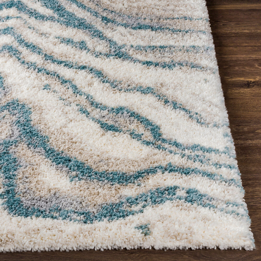 Eskimo Shag Blue/Light Gray Machine Woven Rug - front