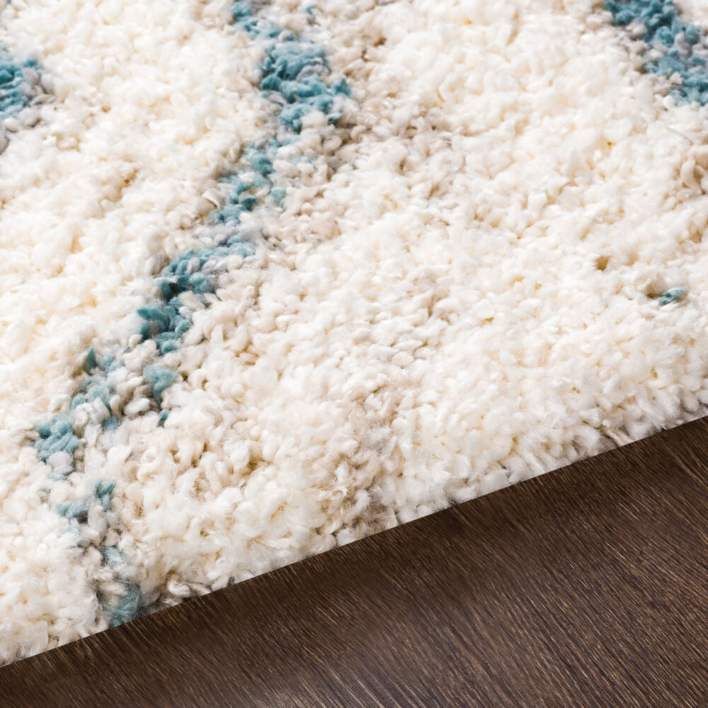 Eskimo Shag Blue/Light Gray Machine Woven Rug - texture