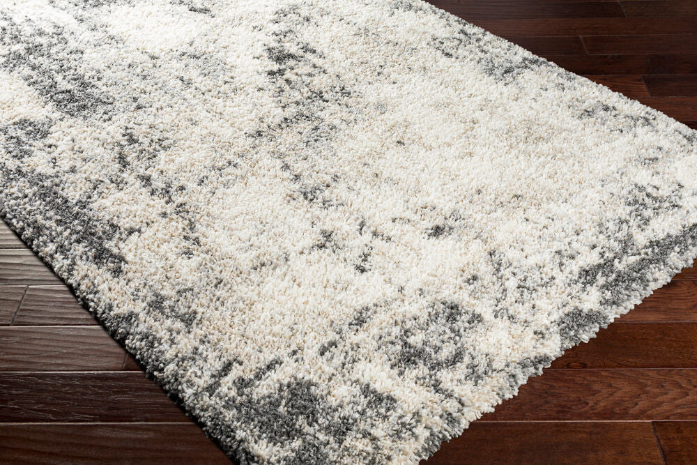Eskimo Shag Black/Medium Gray Machine Woven Rug - corner