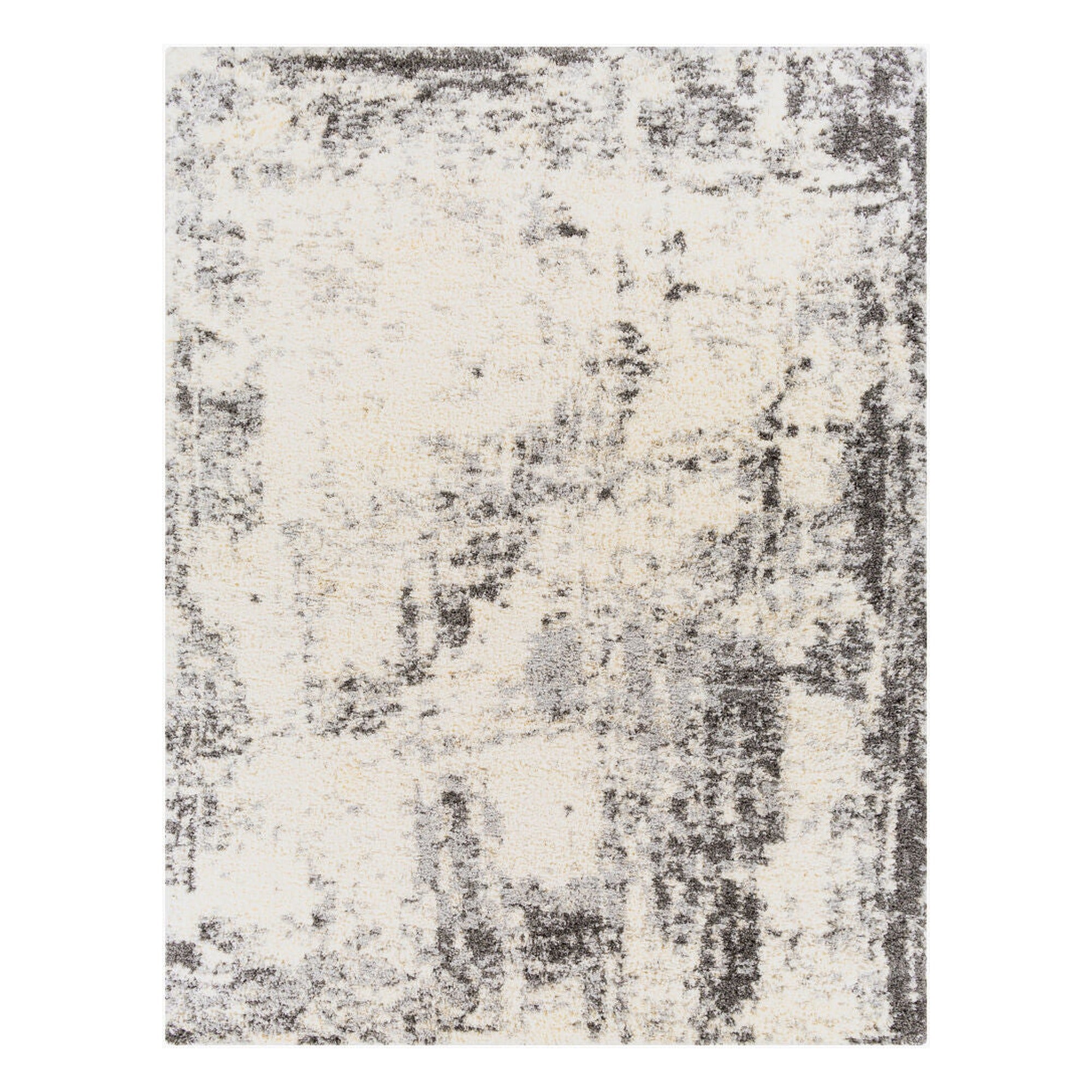 Eskimo Shag Black/Medium Gray Machine Woven Rug - 5'3" x 7'