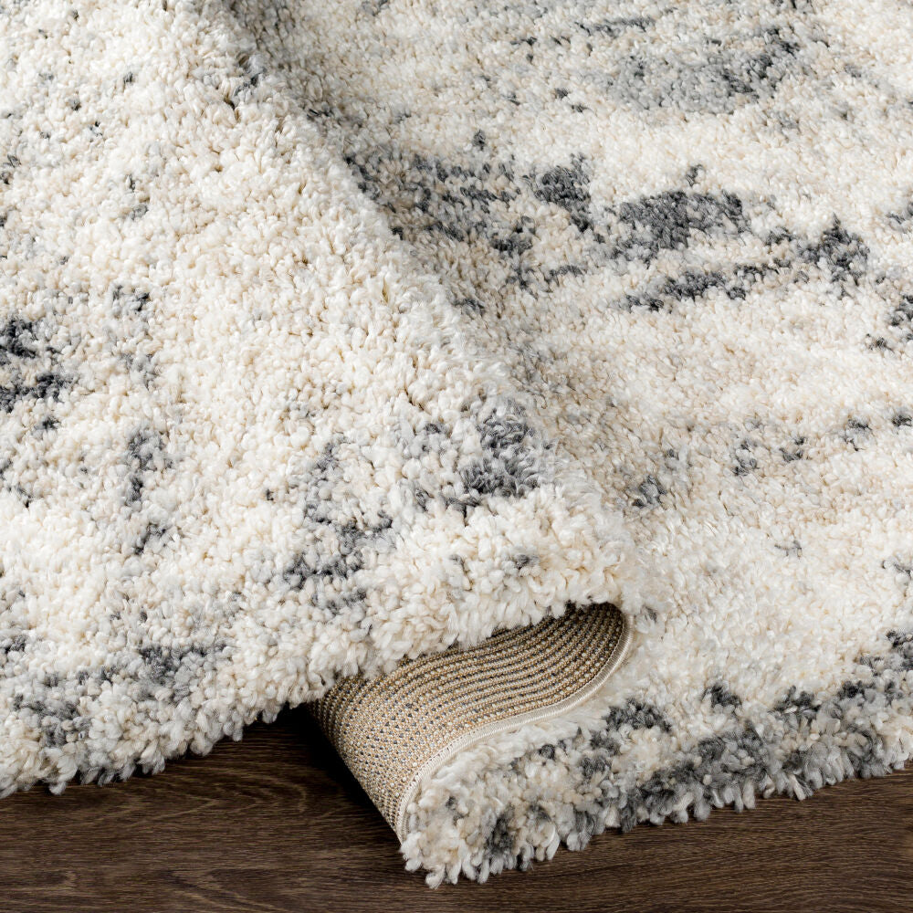 Eskimo Shag Black/Medium Gray Machine Woven Rug - fold