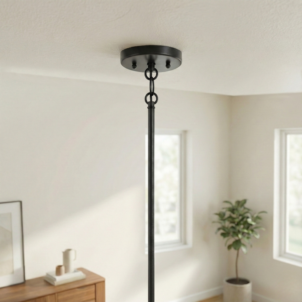 Essence Single Light Pendant | Rattan Shade and Black Metal