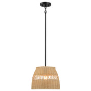 Essence Single Light Pendant | Rattan Shade and Black Metal