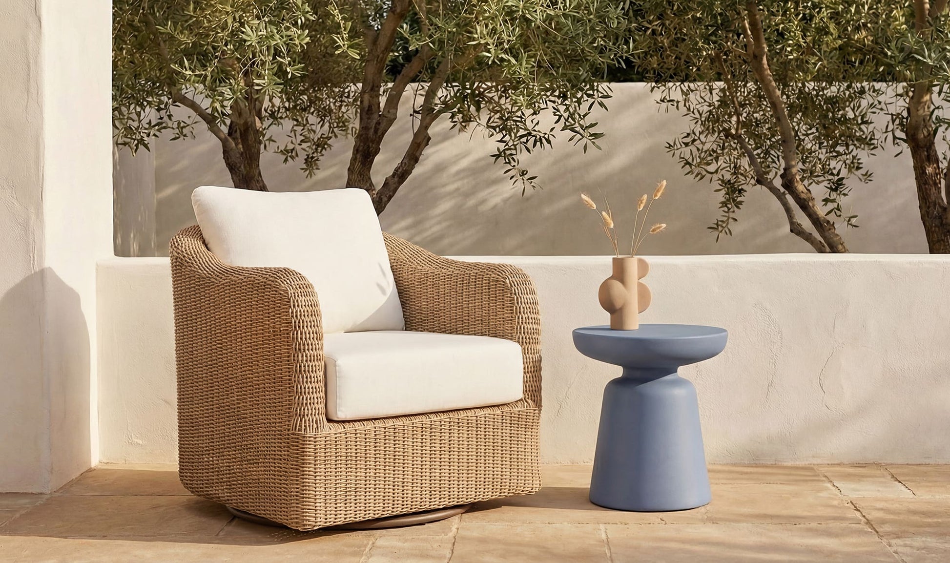 Bodhi Outdoor Swivel Accent Chair Natural by Moe's Home Collection - view 5
