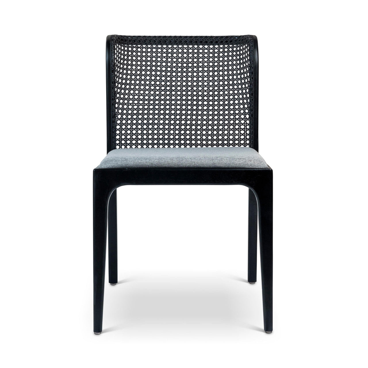 Modern Brazilian - Eloa - Cane Side Chair - Essence Grey Seat - Ebano Frame - Ebano Cane Webbing