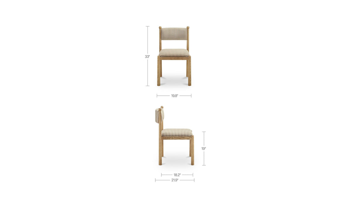 Villetta Dining Chair Brown Gingham - Set of Two by Moe's Home Collection - view 12