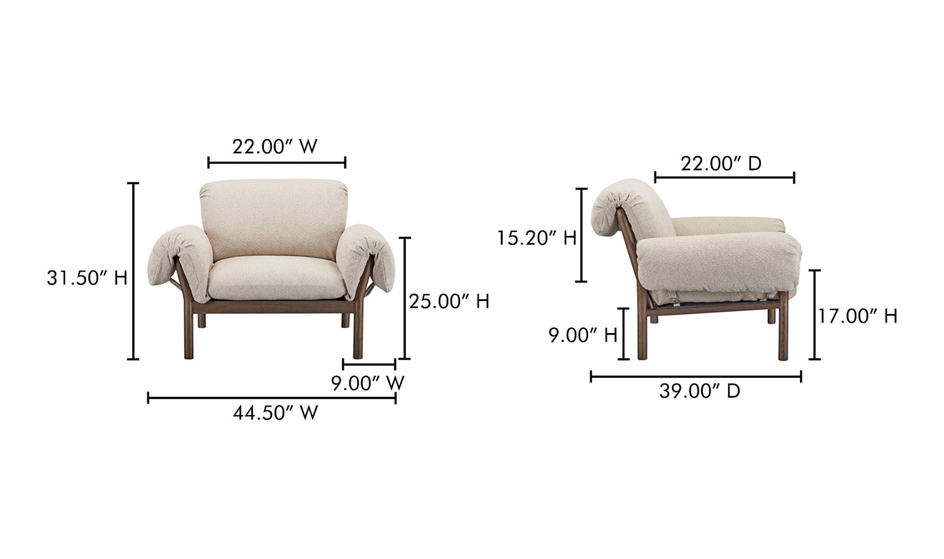 Cardero Lounge Chair Beige by Moe's Home Collection - view 15