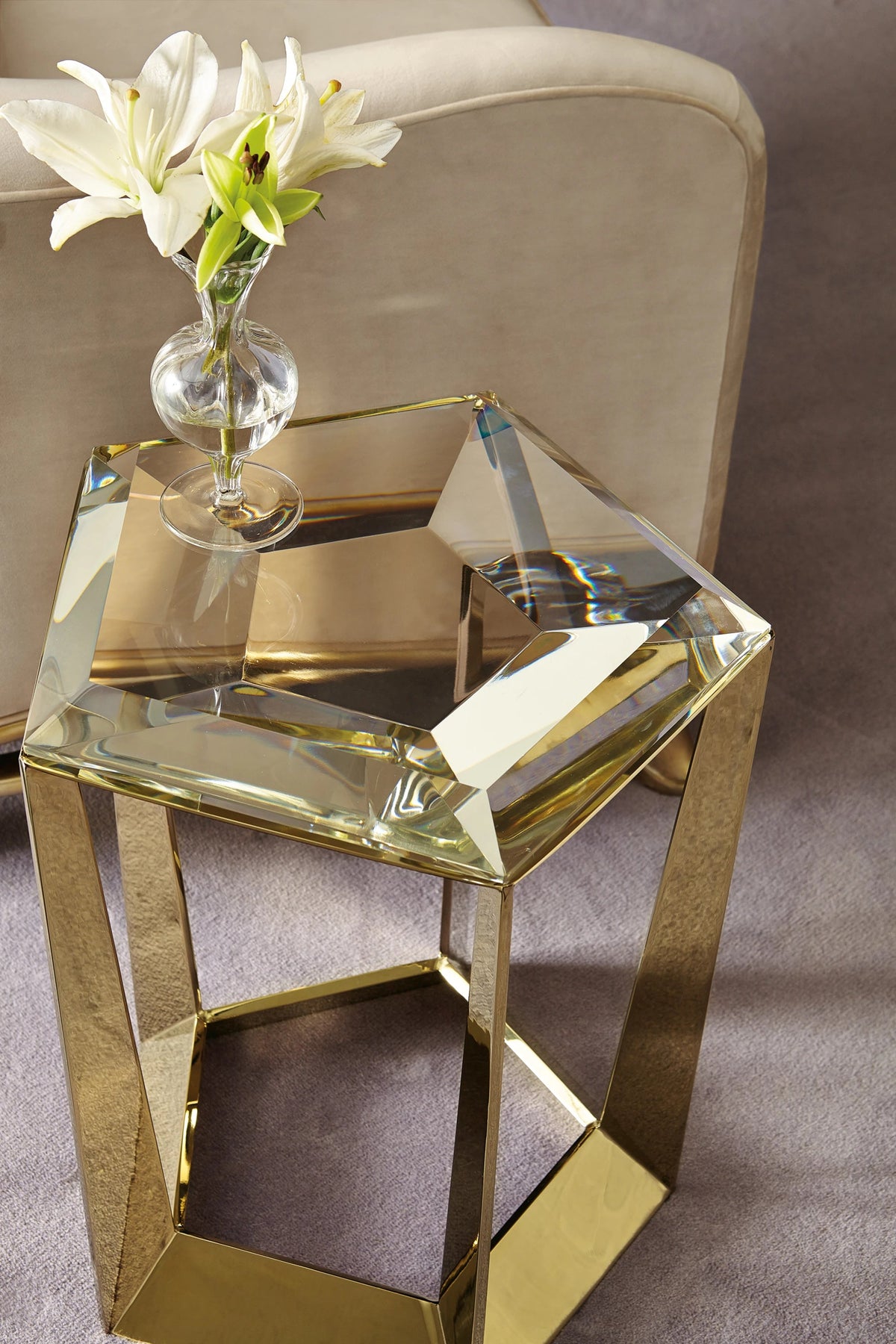 The Gem Side Majestic Gold End Table 17" by Caracole - view 3