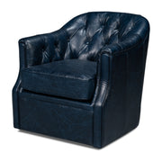 Coolidge Leather Swivel Chair, Blue by Sarreid Ltd