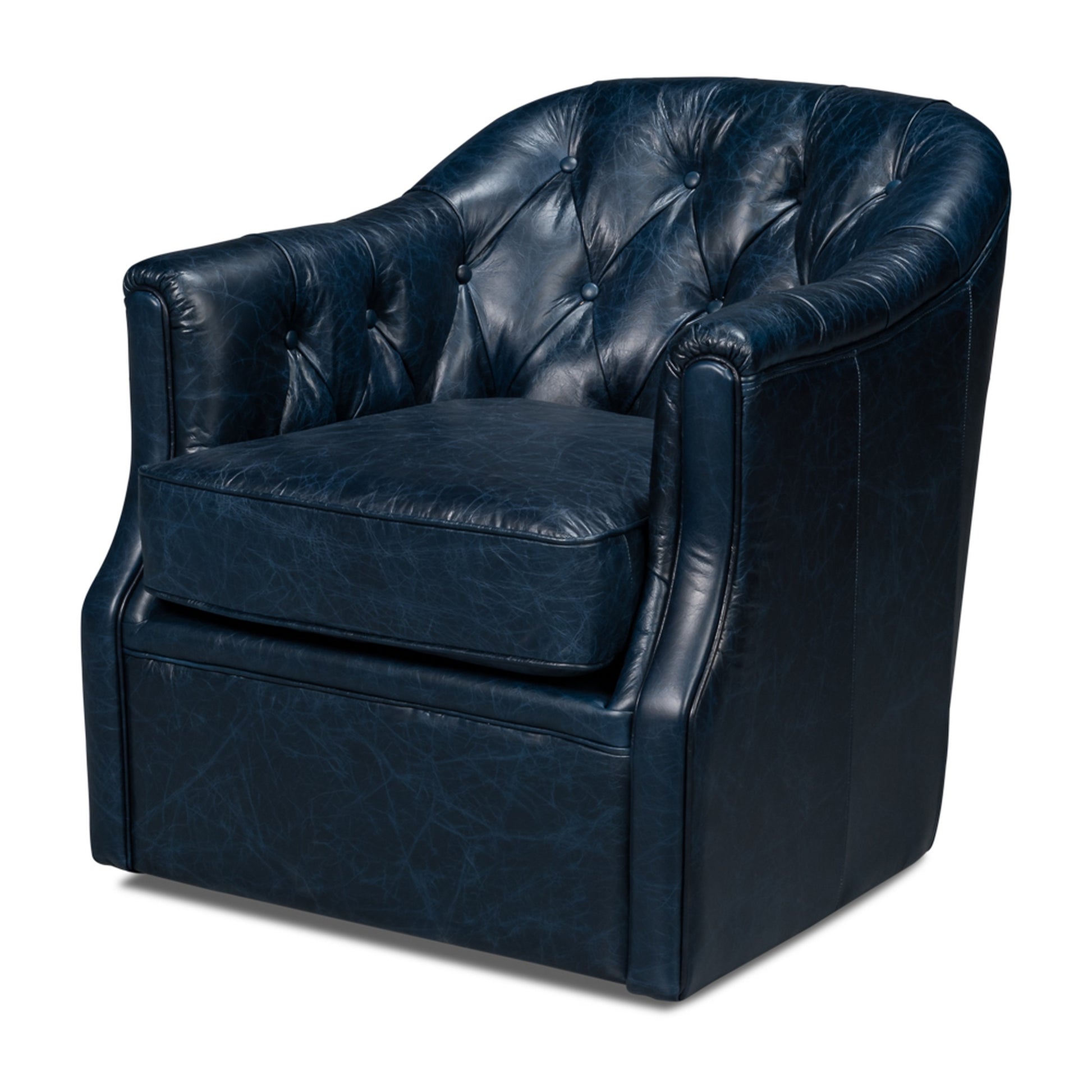Coolidge Leather Swivel Chair, Blue by Sarreid Ltd