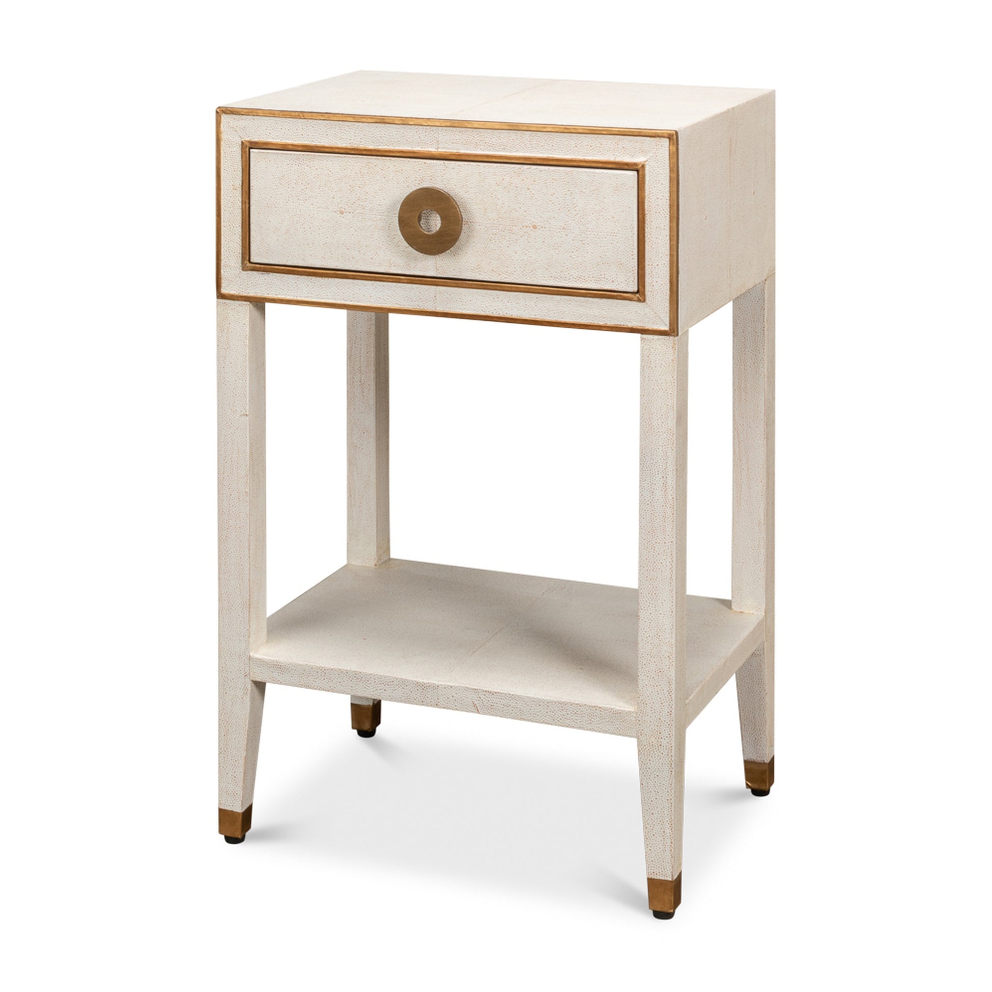 Gabriella Shagreen Nightstand,Osprey Wht by Sarreid Ltd