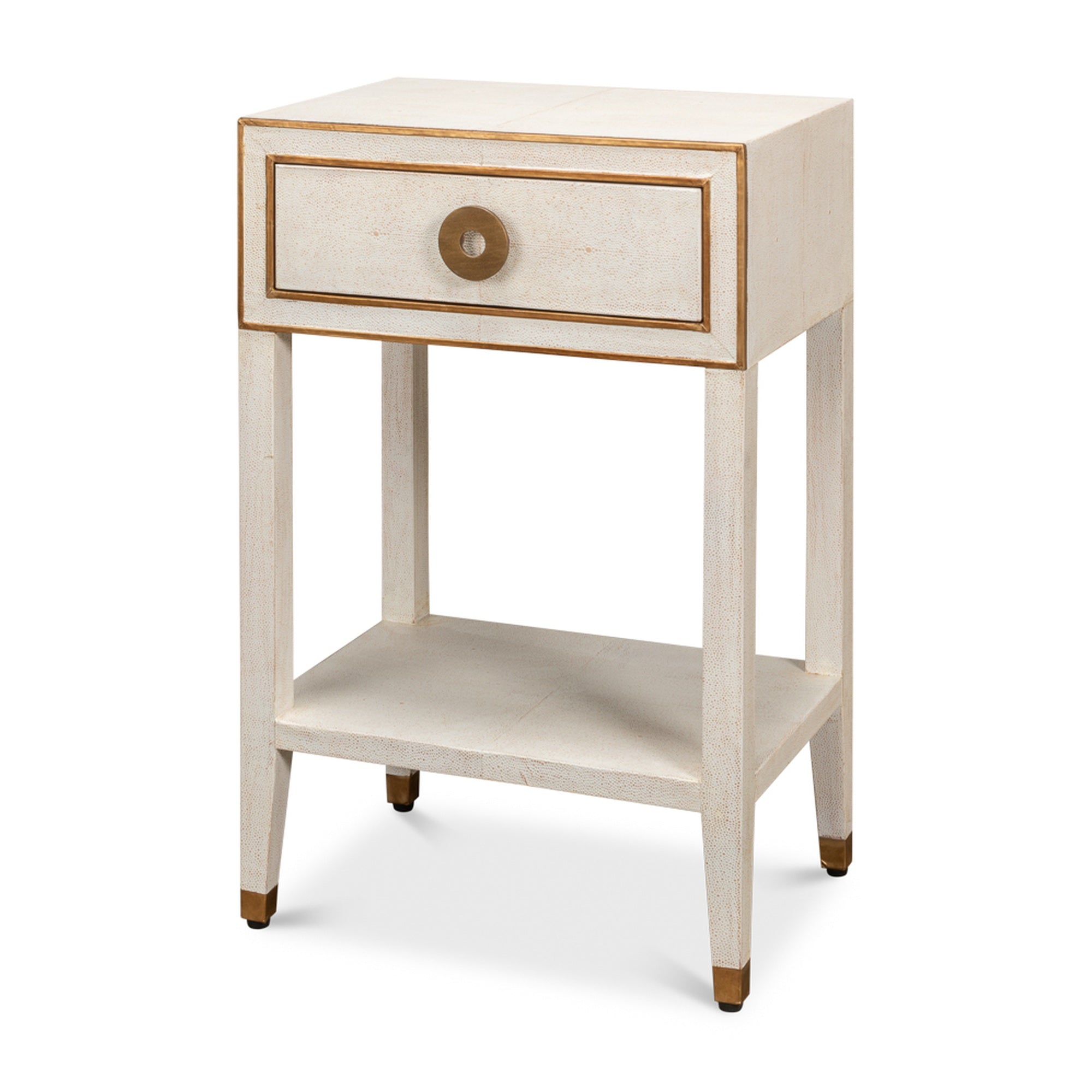 Gabriella Shagreen Nightstand,Osprey Wht by Sarreid Ltd