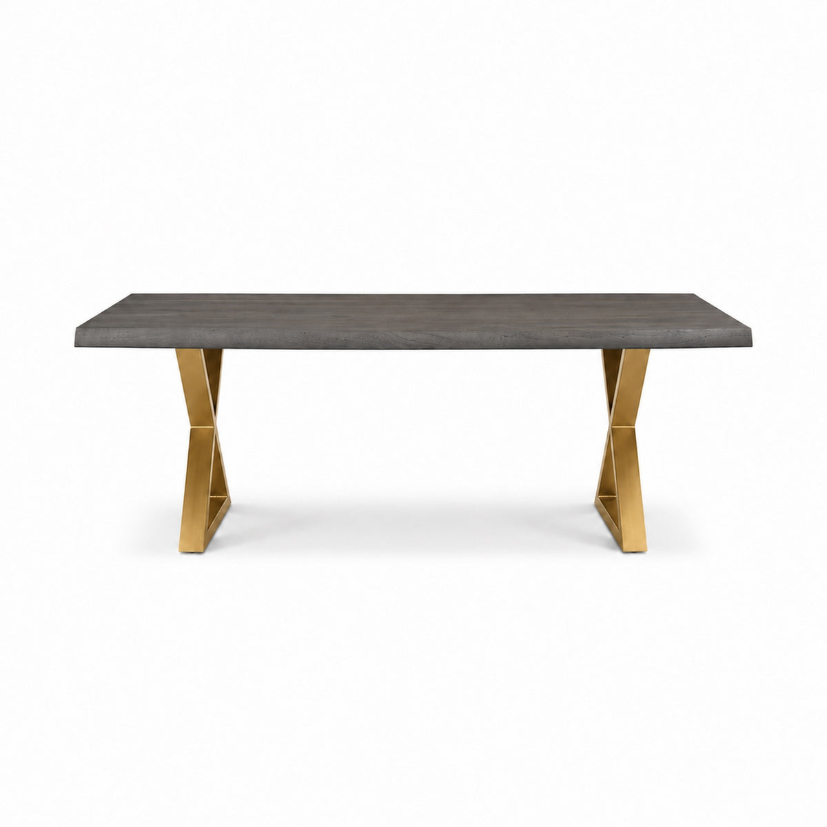 Brooks Dining Table X Base 40" x 79" Sandblasted Grey Top - Brass Base by Urbia - product view