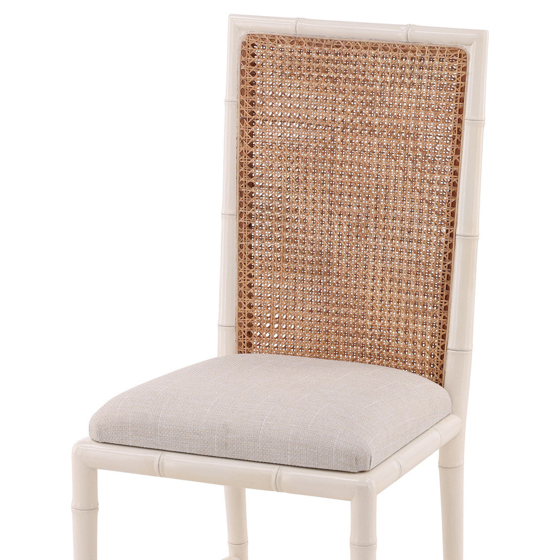 Rissani Coastal Modern Woven Cream Cane Back Side Chairs