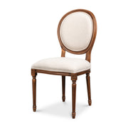 Hugo Oval Side Chair,Noce Anticato,Cream by Sarreid Ltd