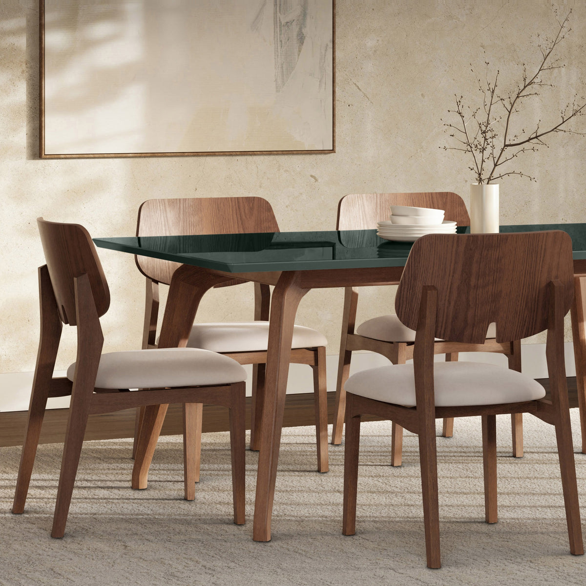 Giane Glass Top Dining Table Floresta, Nogal, 71" by Urbia - detail 6