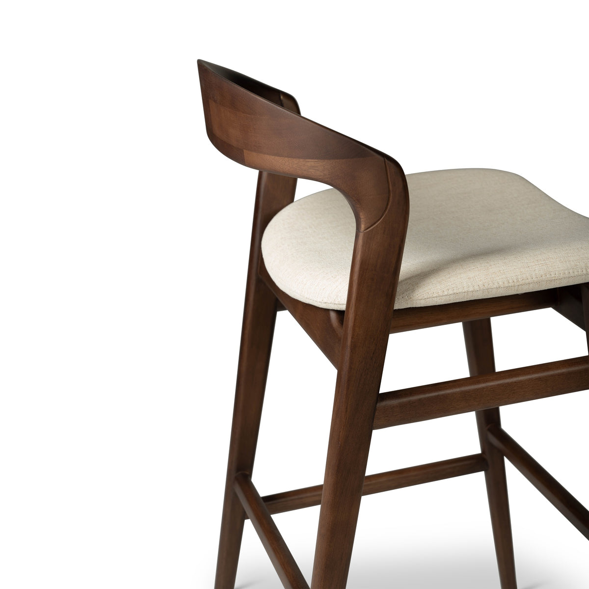 Modern Brazilian Velma Bar Stool Medley Ivory Seat - Nogal Frame by Urbia - detail 6