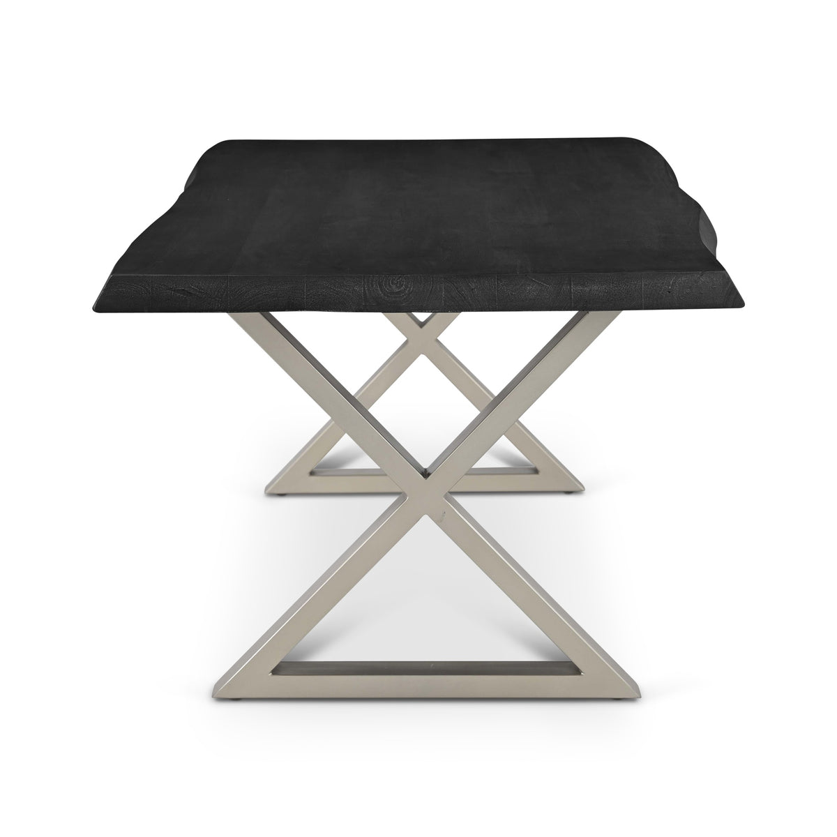 Brooks Dining Table X Base 40" x 92" Ebonized Top - Pewter Base by Urbia - detail 3