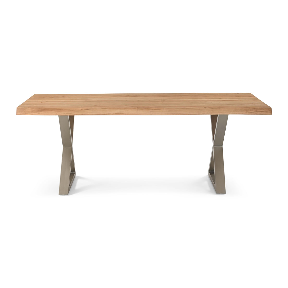 Brooks Dining Table X Base 40" x 79" Teak Top - Pewter Base by Urbia - product view