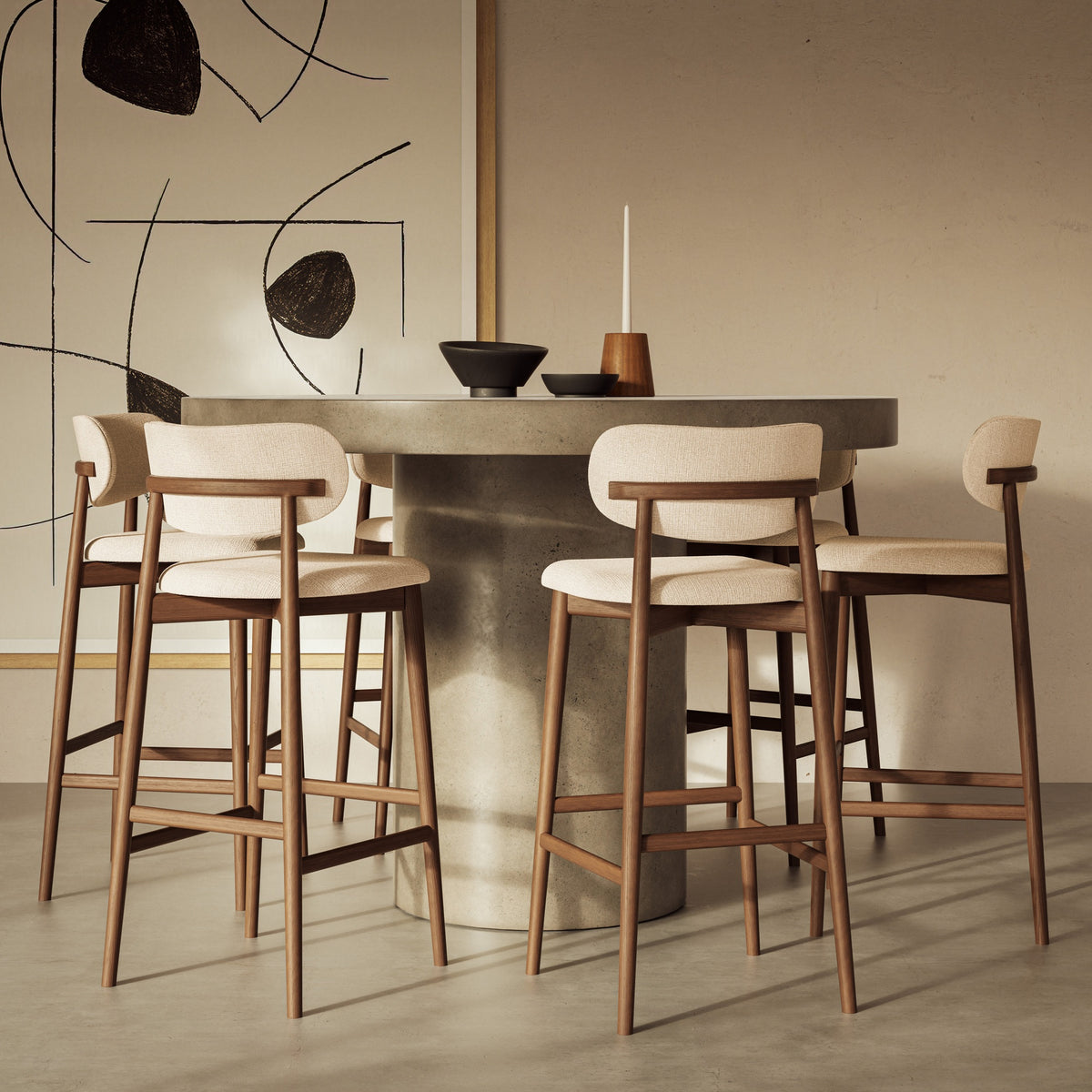 Lucia Bar Stool - Harvest Natural Seat - Nogal Frame by Urbia - detail 7
