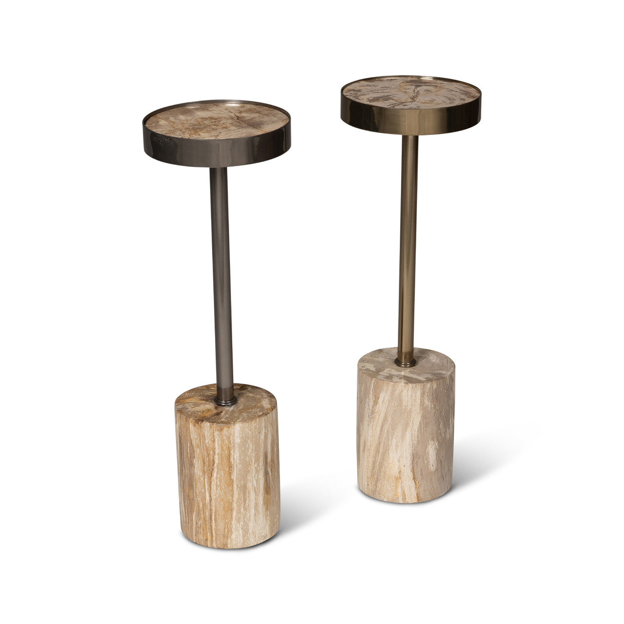 Relique - Tabitha Drink Table - Brass  Frame - Natural Light Top