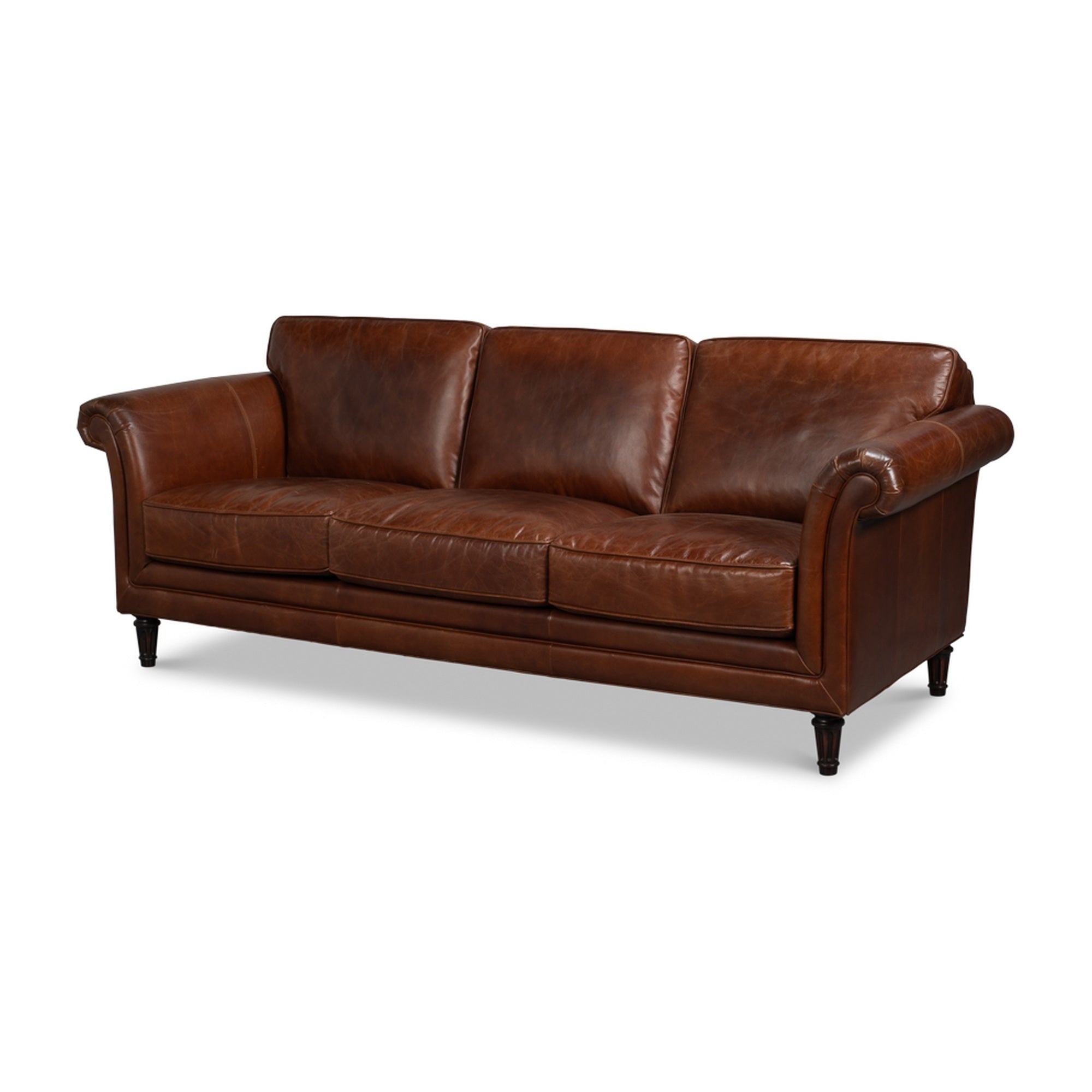 Leather Sofa, Newark Brown by Sarreid Ltd