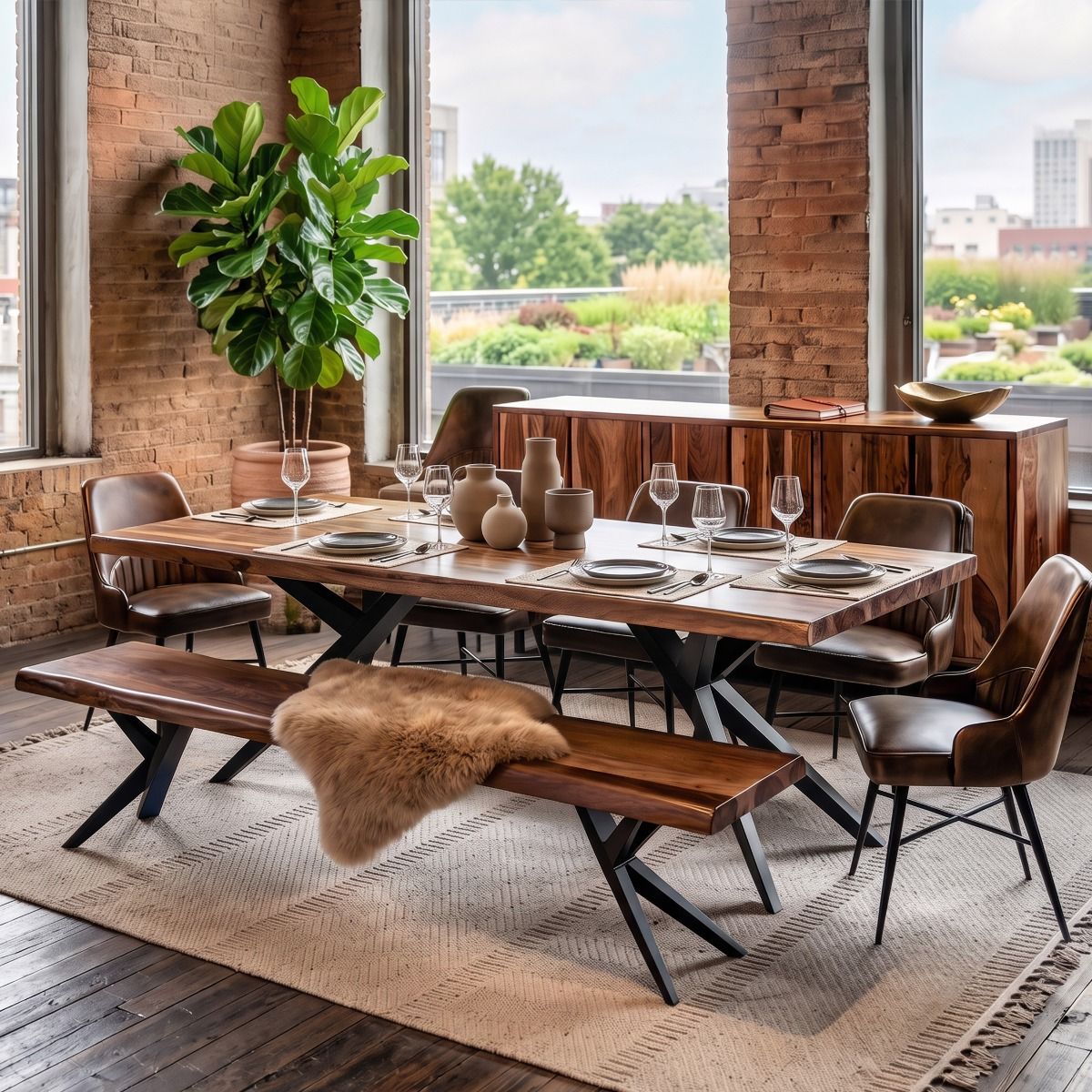 Austin Loft 80" Dining Table in Natural Sheesham - image 2
