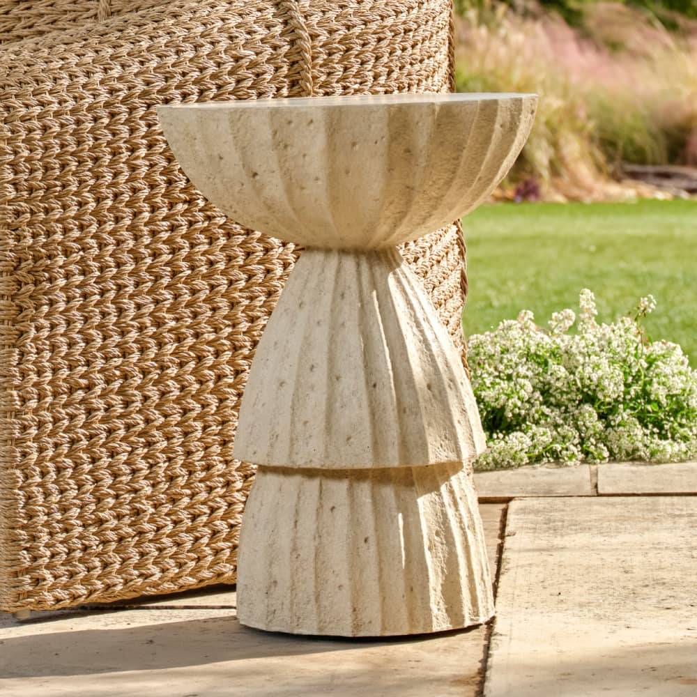 Nereo Chiseled Concrete Outdoor Accent Table by Arteriors - view 2