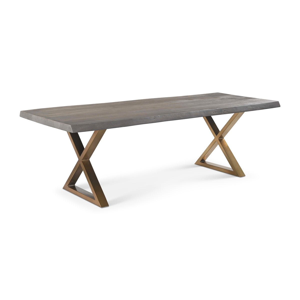 Brooks Dining Table X Base 40" x 92" Sandblasted Grey Top - Brass Base by Urbia - detail 2