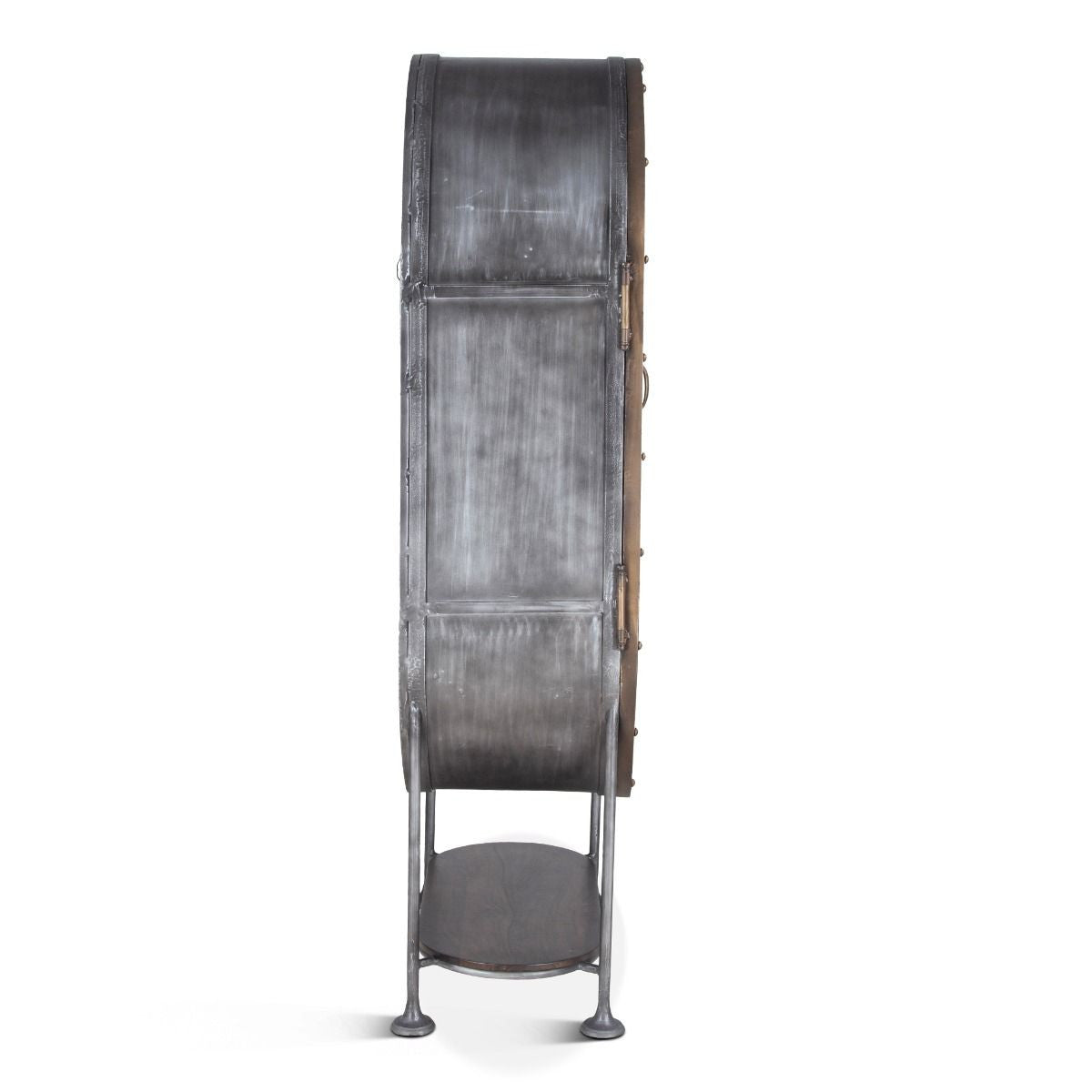 Steampunk Industrial Oval Bar Cabinet