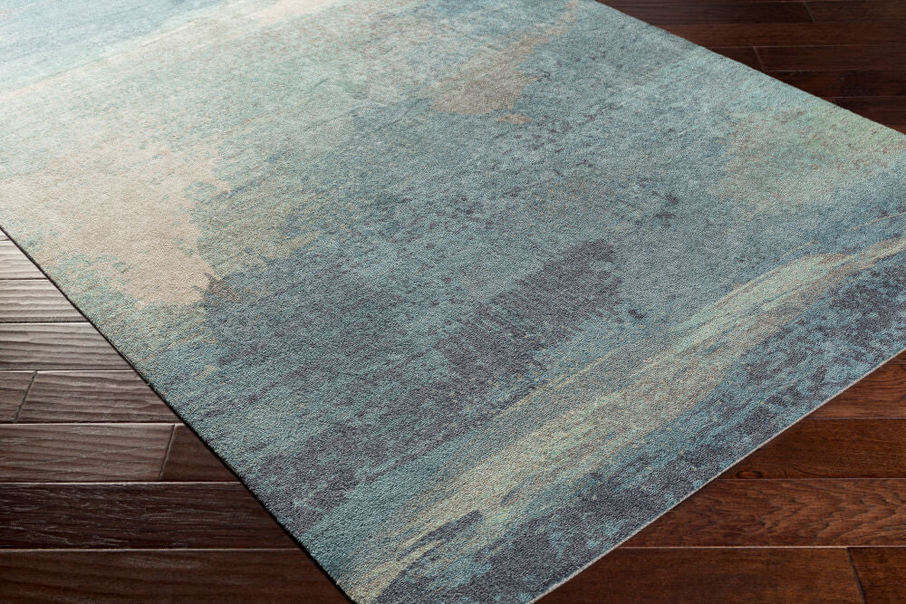 Felicity Blue/Light Blue Machine Woven Rug - corner