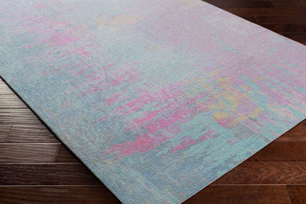 Felicity Aqua/Magenta Machine Woven Rug - corner