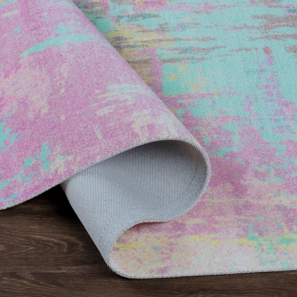 Felicity Aqua/Magenta Machine Woven Rug - fold
