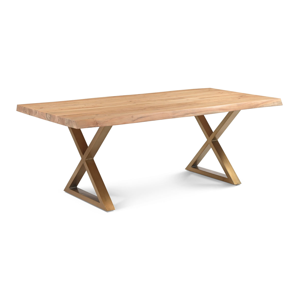 Brooks Dining Table X Base 40" x 79" Teak Top - Brass Base by Urbia - detail 2
