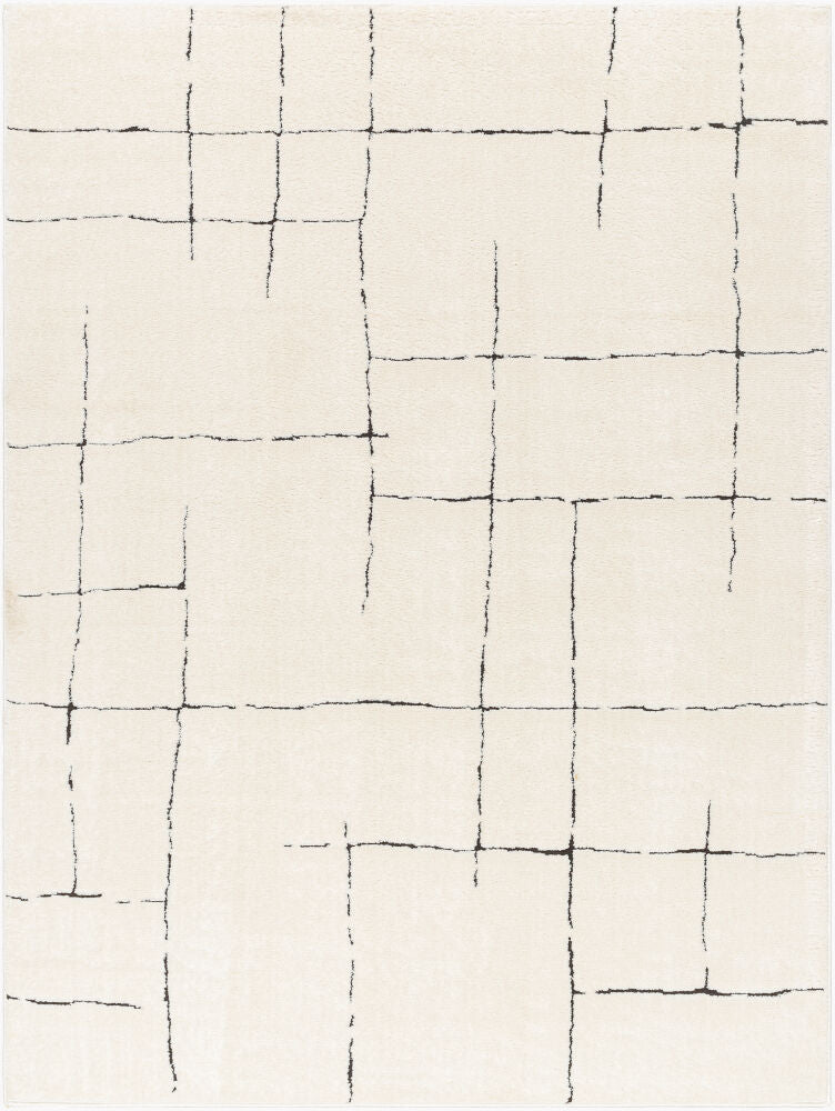 Freud Black/Ivory Machine Woven Rug FEU-2300 - 5'3" x 7'