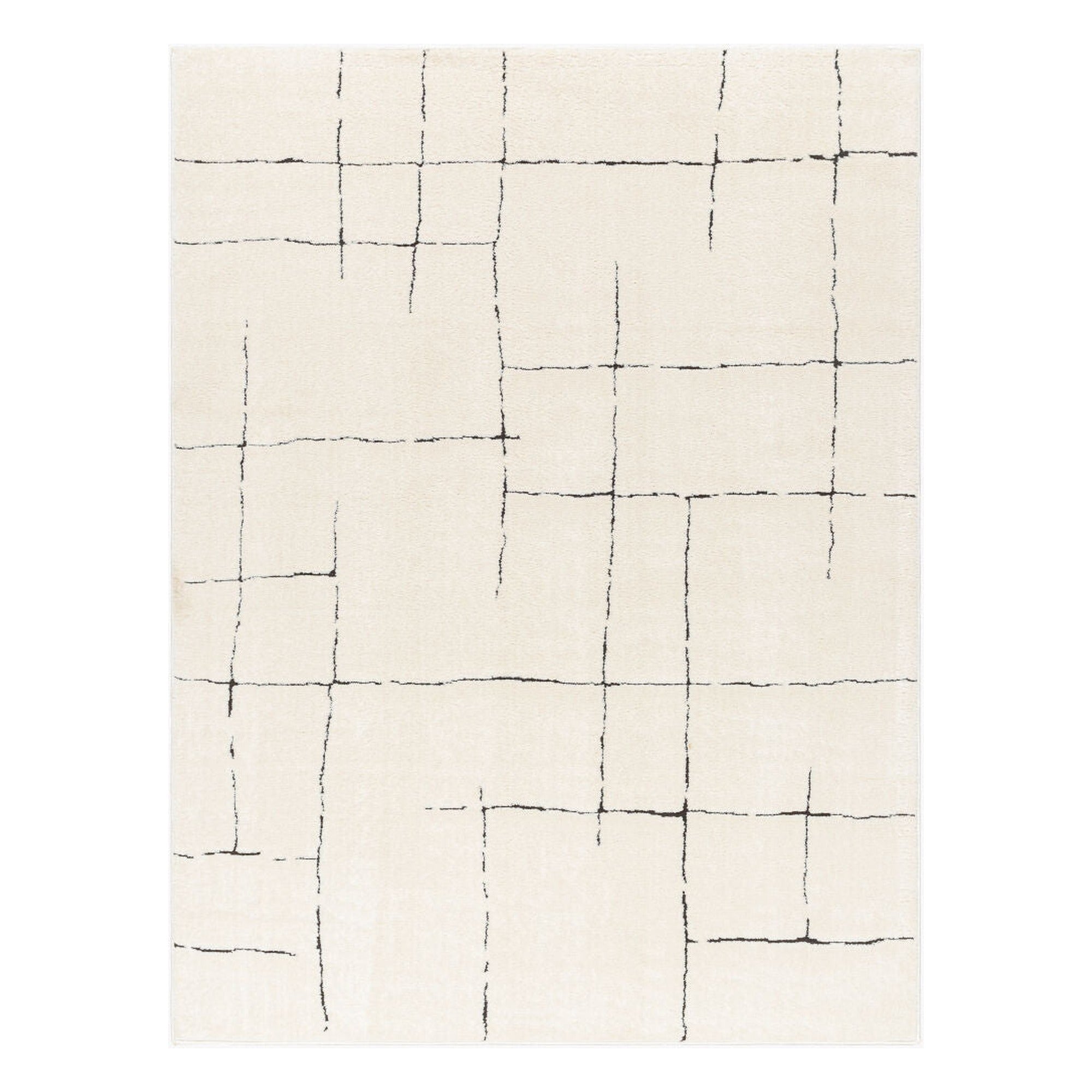 Freud Black/Ivory Machine Woven Rug FEU-2300 - 5'3" x 7'
