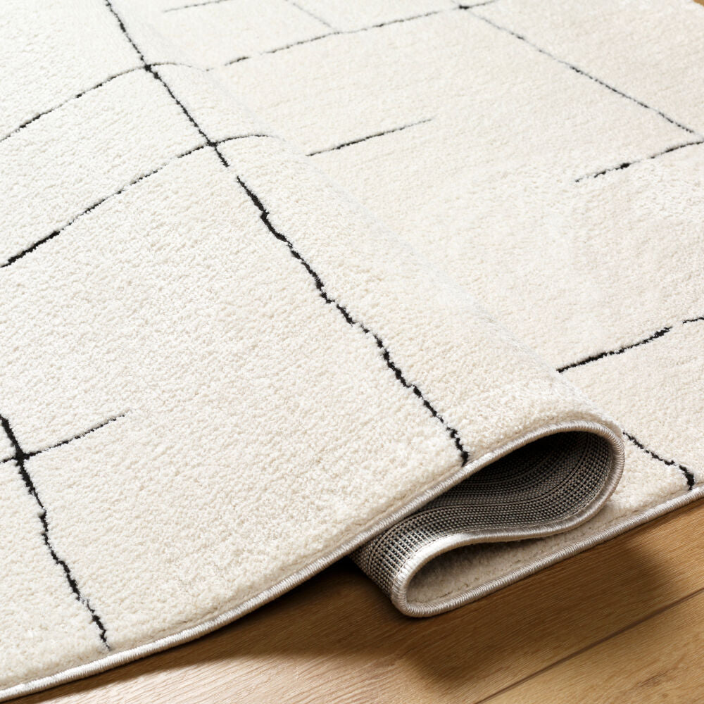 Freud Black/Ivory Machine Woven Rug FEU-2300 - fold
